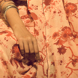 'Madhavi' Forest Pattern Pale Peach Linen Handloom Sari