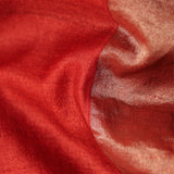 Scarlet Red Zari Jamdani Pure Tussar Handloom Sari