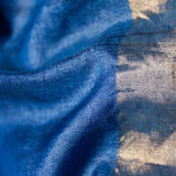 Peacock Blue Zari Jamdani Pure Tussar Handloom Sari