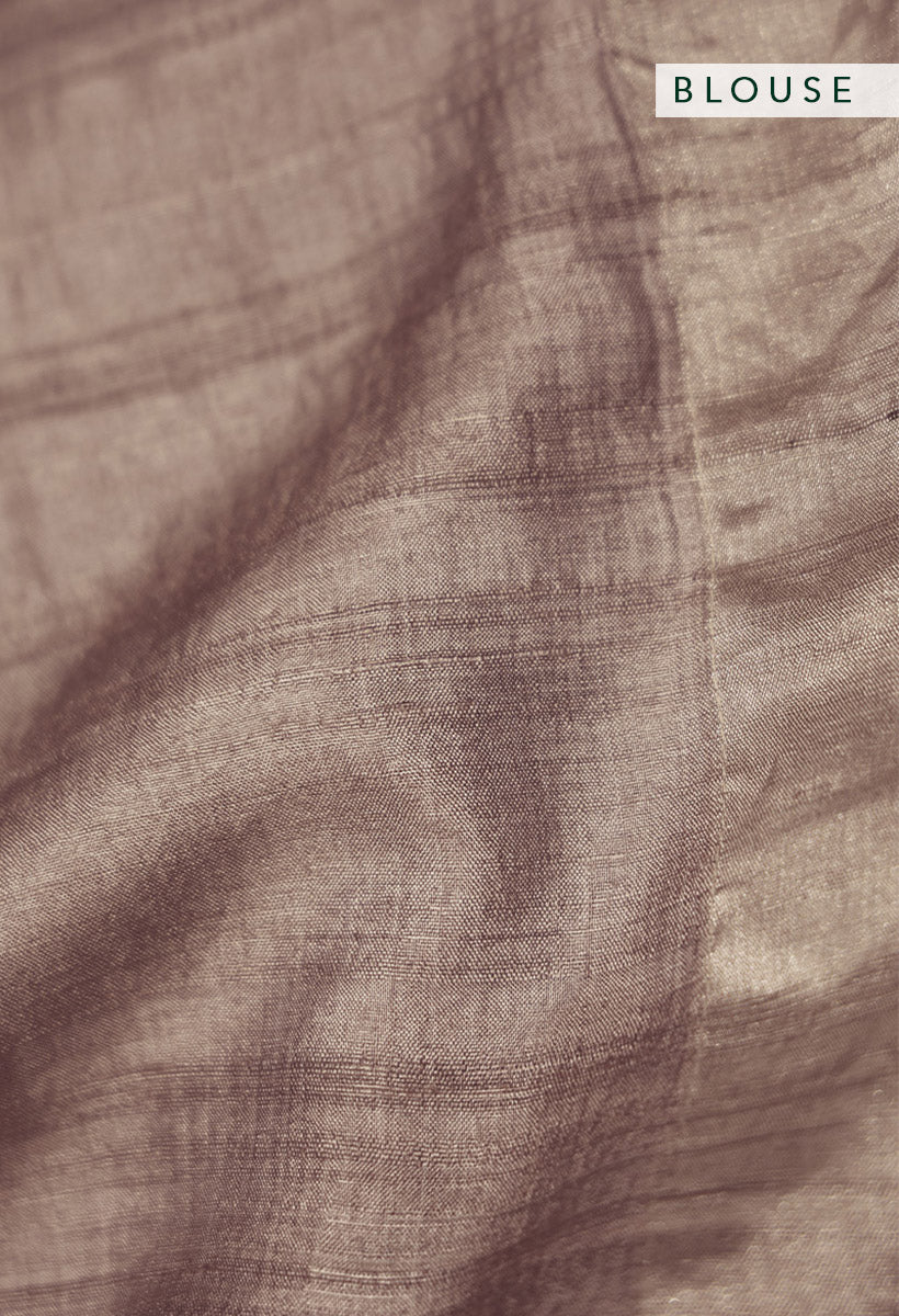Taupe Zari Jamdani Pure Tussar Handloom Sari