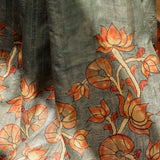 Water Lily Pure Tussar Kalamkari Handloom Sari