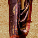 Hibiscus Pure Tussar Kalamkari Handloom Sari