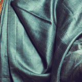 Sea Blue Handpainted Pure Kosa Handloom Sari