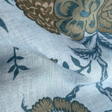 Aqua and Ochre Pattern Linen Handloom Sari