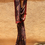 Hibiscus Pure Tussar Kalamkari Handloom Sari