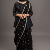 Black Zari Jamdani Pure Tussar Khadi Handloom Sari