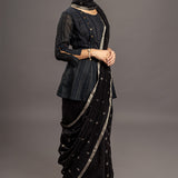 Black Zari Jamdani Pure Tussar Khadi Handloom Sari