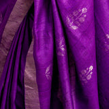 Verbena Purple Jamdani Pure Tussar Handloom Silk Sari