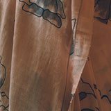 Grey Poppy on Peach Linen Handloom Sari