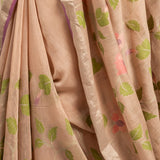 Pinkish Beige Jamdani Pure Tussar Khadi Handloom Sari