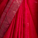 Fuschia Zari Jamdani Pure Tussar Handloom Sari