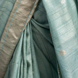 Ice Blue Zari Jamdani Pure Tussar Handloom Sari