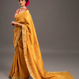Turmeric Zari Jamdani Pure Tussar Handloom Sari