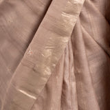 Taupe Zari Jamdani Pure Tussar Handloom Sari