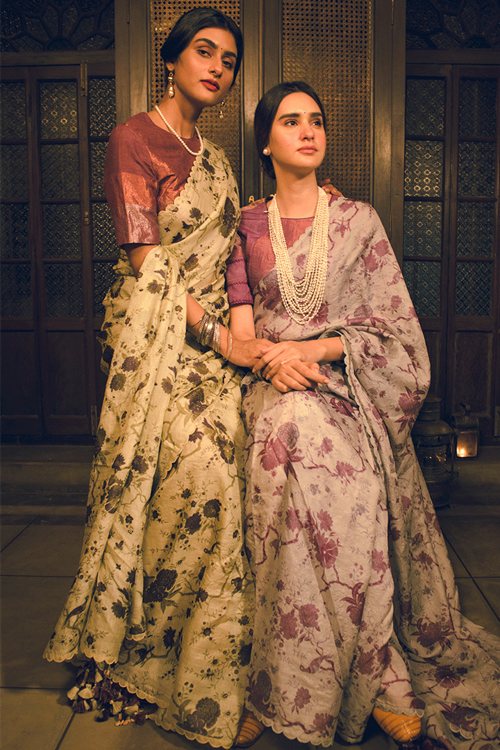 'Triveni' Pale Green Pure Tussar Handloom Sari