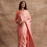 'Gulabi Marmari' Tanchoi Benarasi Handloom Sari