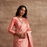 'Gulabi Marmari' Tanchoi Benarasi Handloom Sari