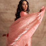 'Gulabi Marmari' Tanchoi Benarasi Handloom Sari