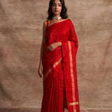 'Laal Anchal' Kadhua Benarasi Handloom Sari