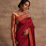 'Mehrab Gulab' Laal Kadhua Benarasi Handloom Sari