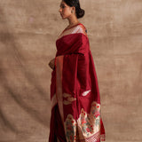 'Mehrab Gulab' Laal Kadhua Benarasi Handloom Sari
