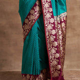'Gulon Ki Mehfil' Firozi Kadiyal Benarasi Handloom Sari