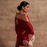 'Mehrab Gulab' Laal Kadhua Benarasi Handloom Sari
