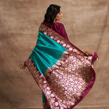 'Gulon Ki Mehfil' Firozi Kadiyal Benarasi Handloom Sari