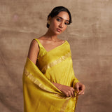 'Peela Anchal' Kadhua Benarasi Handloom Sari