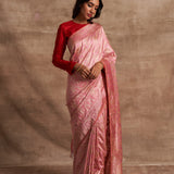 'Surkh Surur' Gulabi Kadhua Benarasi Handloom Sari