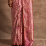 'Surkh Surur' Gulabi Kadhua Benarasi Handloom Sari