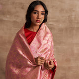 'Surkh Surur' Gulabi Kadhua Benarasi Handloom Sari