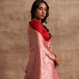 'Surkh Surur' Gulabi Kadhua Benarasi Handloom Sari