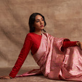 'Surkh Surur' Gulabi Kadhua Benarasi Handloom Sari