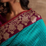'Gulon Ki Mehfil' Firozi Kadiyal Benarasi Handloom Sari