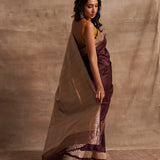 'Som Kumari' Baingani Kadhua Zari Pure Silk Benarasi Handloom Sari