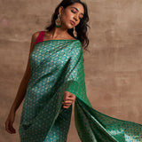'Husna Firozi' Tanchoi Benarasi Handloom Sari