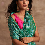 'Husna Firozi' Tanchoi Benarasi Handloom Sari