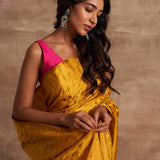 'Peeli Marmari' Tanchoi Benarasi Handloom Sari