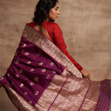 'Phool Chatai' Baigani Kadhua Benarasi Handloom Sari