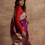 'Phool Chatai' Baigani Kadhua Benarasi Handloom Sari