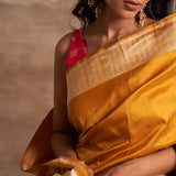 'Kesar Kumari' Peeli Kadhua Zari Pure Silk Benarasi Handloom Sari