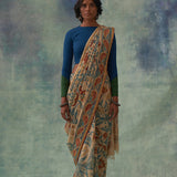 'Pragalbha' Kalamkari with Zari Pure Banarasi Silk Sari