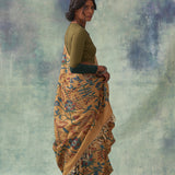 'Moti' Kalamkari with Zari Pure Banarasi Silk Sari