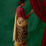 Pauravi' Kalamkari with Zari Pure Kanjivaram Silk Sari