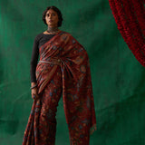 Apsara' Kalamkari with Zari Pure Tussar Silk Sari
