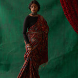 Apsara' Kalamkari with Zari Pure Tussar Silk Sari