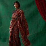 Apsara' Kalamkari with Zari Pure Tussar Silk Sari
