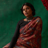 Apsara' Kalamkari with Zari Pure Tussar Silk Sari