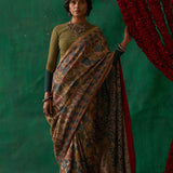 Raagini' Kalamkari Pure Tussar Silk Sari